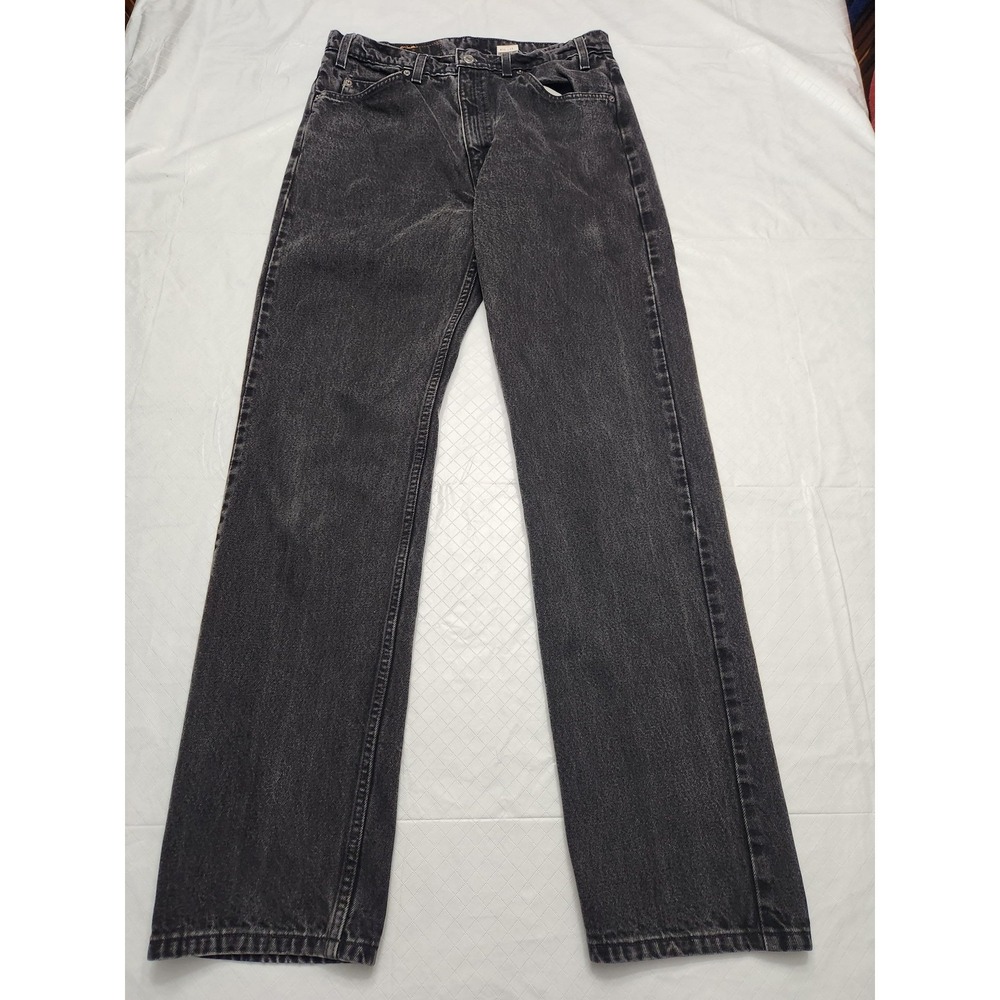 VTG Levis 505 Jeans Mens 34x34 Black Straight Leg Regular Fit Orange Tab